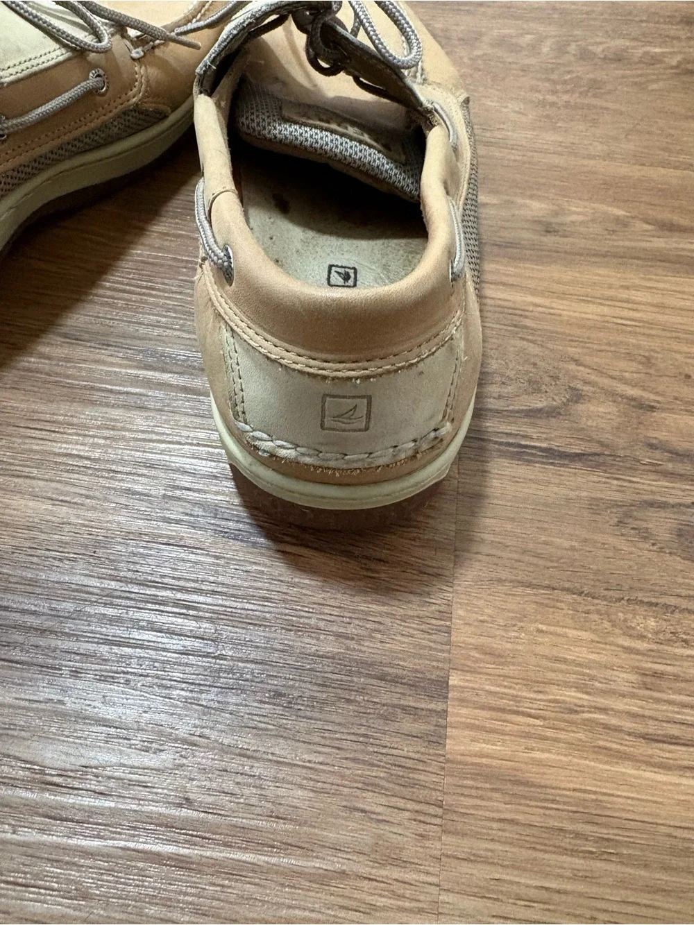Sperry Top-Sider Men’s 13M Leather Boat Shoes Tan Beige Lace Up Casual Deck Shoe